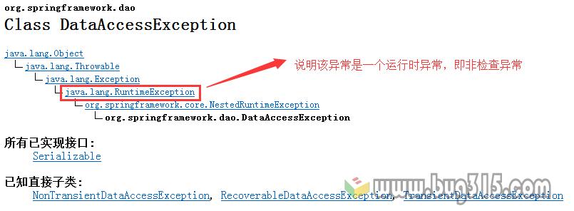 DataAccessException异常类结构