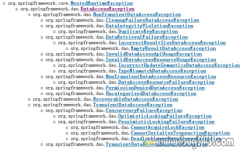 Spring3.0异常层次结构