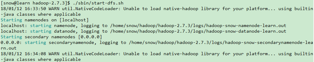 Hadoop单机运行出“hadoop-2.5.1/lib/native/libhadoop.so.1.0.0”错误