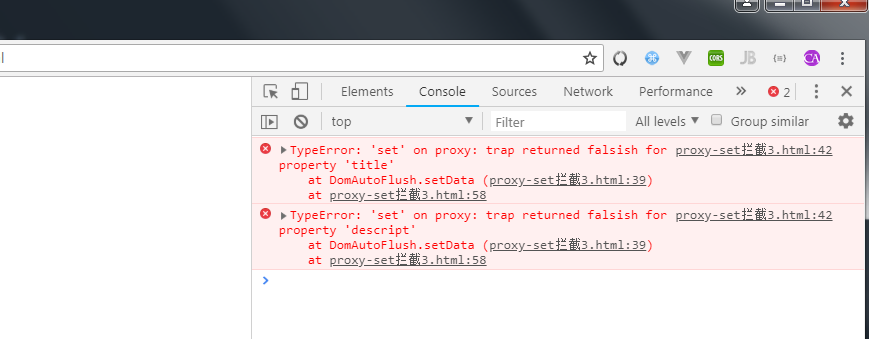 Uncaught TypeError: 'set' on proxy: trap returned falsish for property