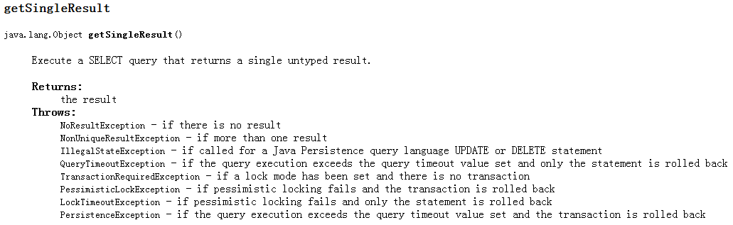 OpenJPA之使用getSingleResult报异常NoResultExceptionNo entity found for query