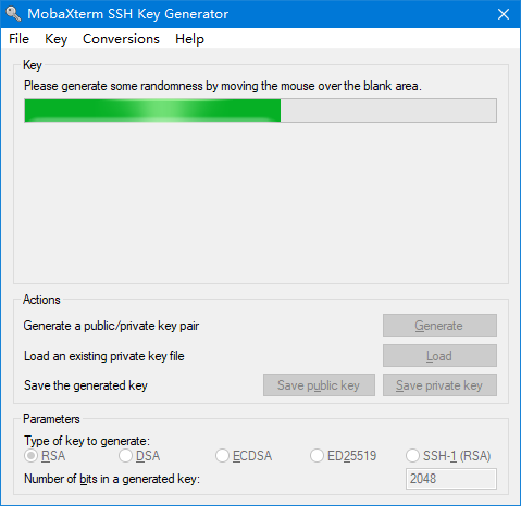 MobaXterm 的 MobaKeyGen 工具生成 SSH key