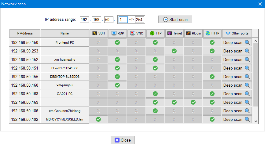 MobaXterm 的 Network Scanner 工具扫描开放端口