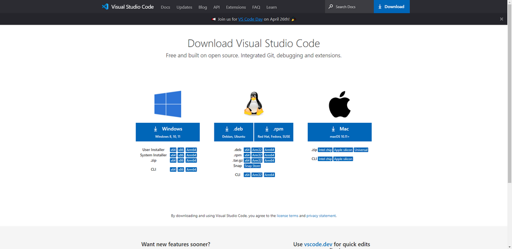 国内如何快速下载 VS CODE 编辑器