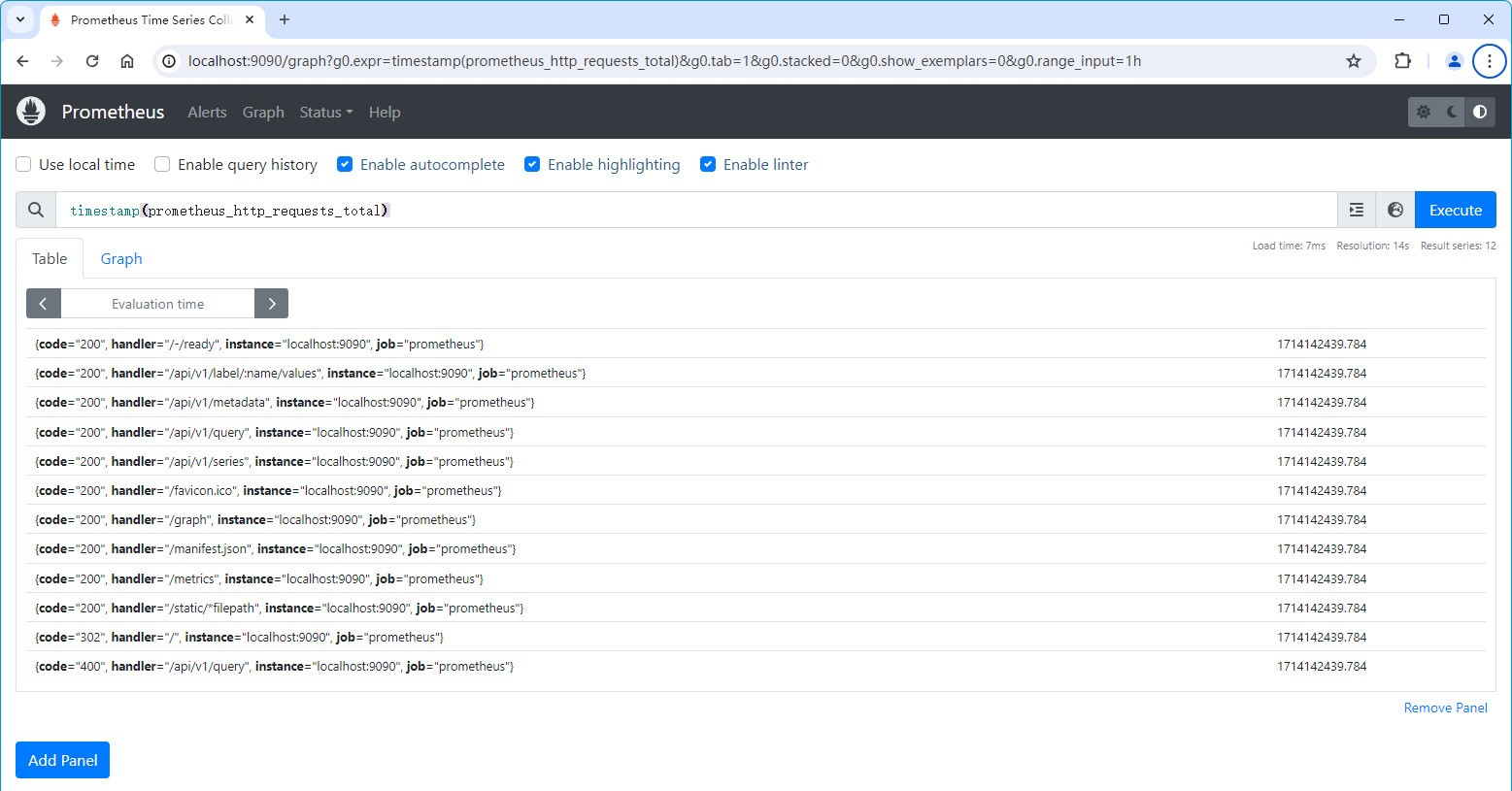 Prometheus 内置函数：timestamp() 函数用于获取样本的时间戳