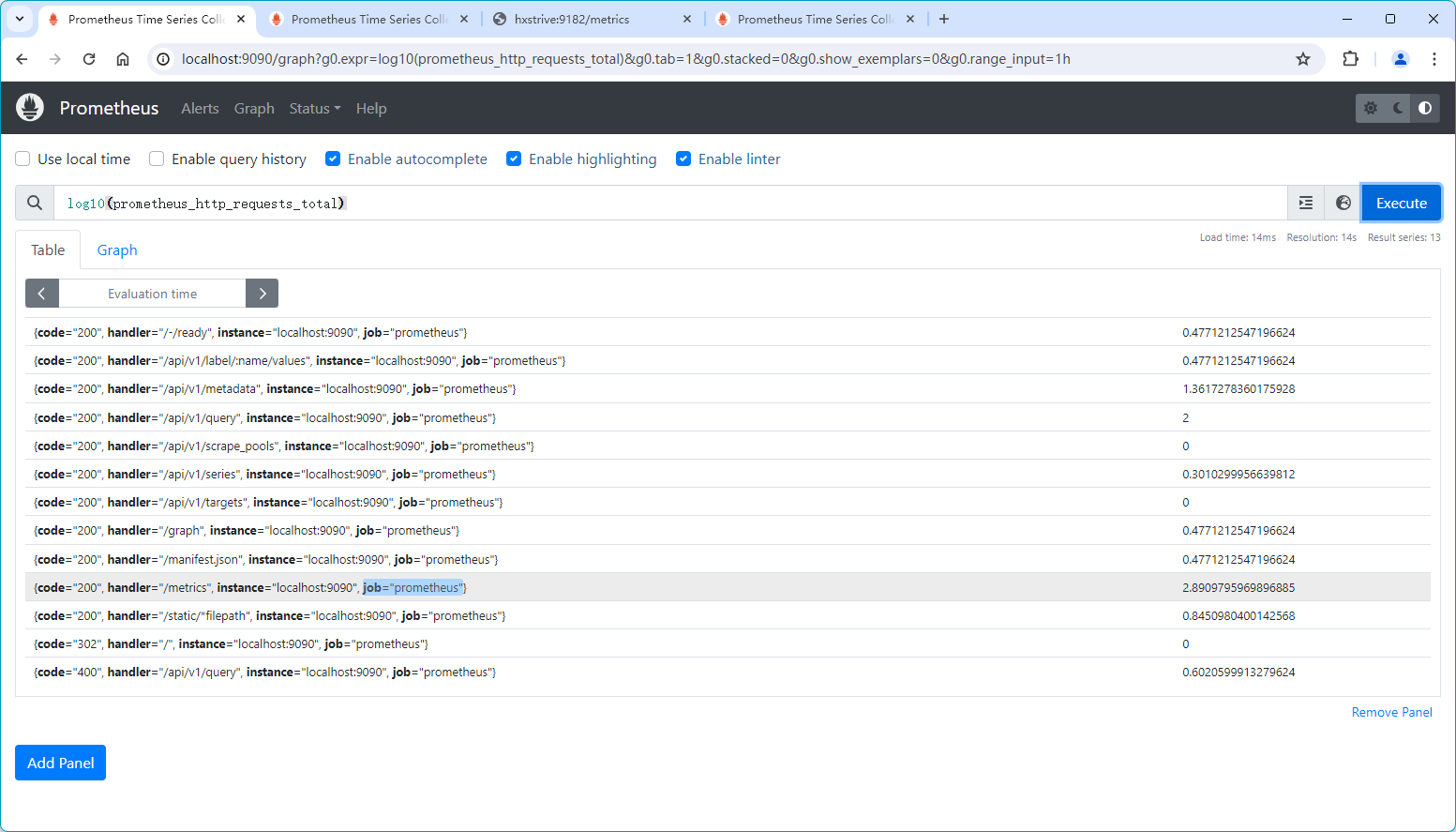 Prometheus 内置函数：log10() 用于计算时间序列中每个样本值的以 10 为底的对数