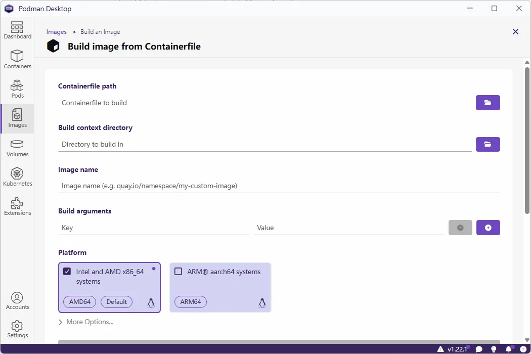 Podman Desktop 镜像 Images