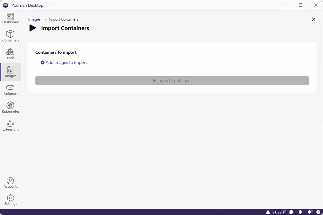 Podman Desktop 镜像 Images