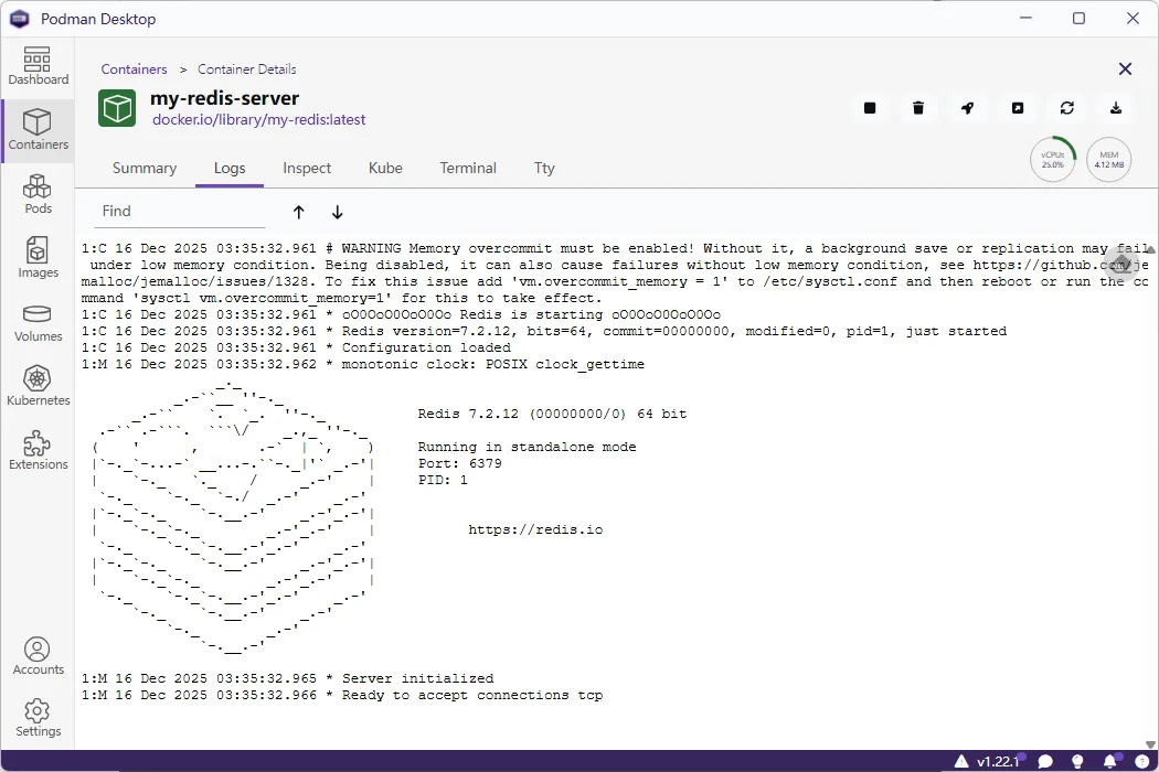 Podman Desktop 容器 Containers