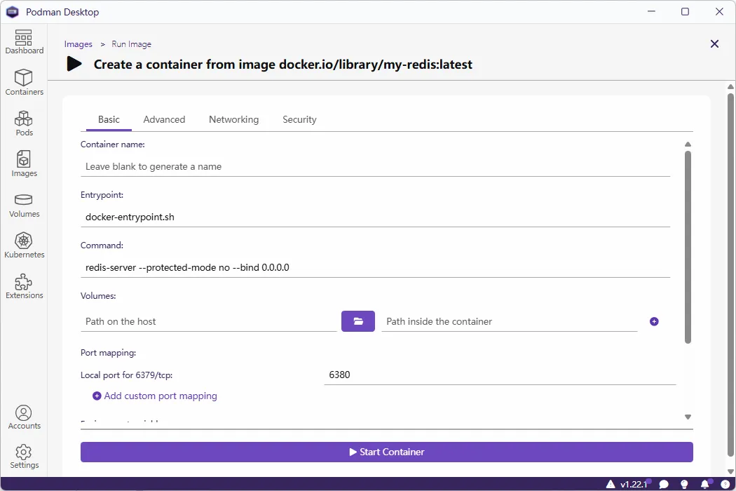Podman Desktop 镜像 Images